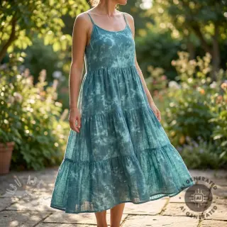 Tetra Tkanina/Muslin TIE DYE dark cyan