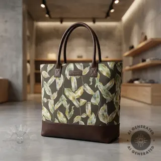 Dekorativna tkanina Leaves army green digital print