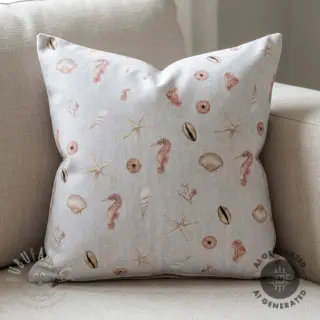 Dekorativna tkanina Shells linen ecru digital print