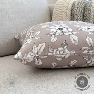 Dekorativna tkanina Flowers taupe digital print