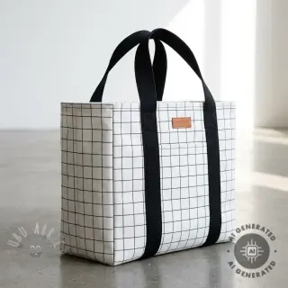 Dekorativna tkanina premium Perfect grid lines black