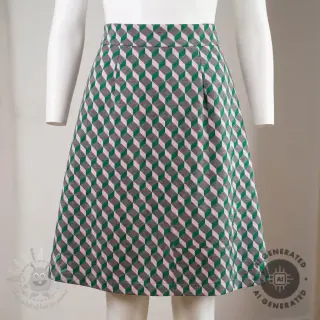 Tkanina za ženski kostim KNITTED JACQUARD Graphic green