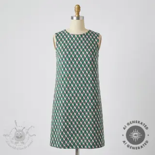 Tkanina za ženski kostim KNITTED JACQUARD Graphic green