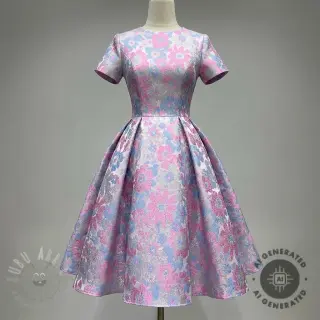 Tkanina za ženski kostim JACQUARD Flowers light lilac