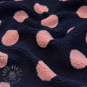 Tkanina za kapute TEDDY JACQUARD Dots navy
