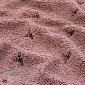 Tkanina za kapute TEDDY EMBROIDERY Flowers mauve