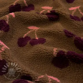 Tkanina za kapute TEDDY JACQUARD Cherries brown