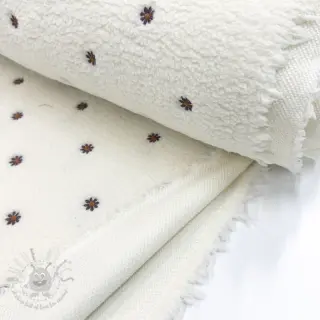 Tkanina za kapute TEDDY EMBROIDERY Mini ecru