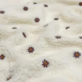 Tkanina za kapute TEDDY EMBROIDERY Mini ecru
