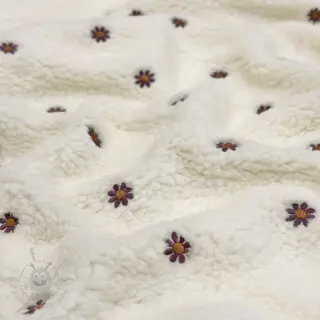 Tkanina za kapute TEDDY EMBROIDERY Mini ecru