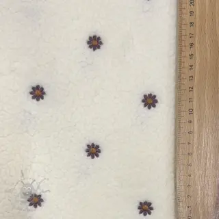Tkanina za kapute TEDDY EMBROIDERY Mini ecru