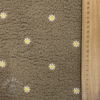 Tkanina za kapute TEDDY EMBROIDERY Mini taupe