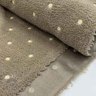 Tkanina za kapute TEDDY EMBROIDERY Mini taupe