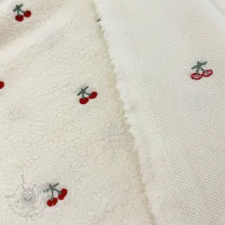 Tkanina za kapute TEDDY EMBROIDERY Cherries