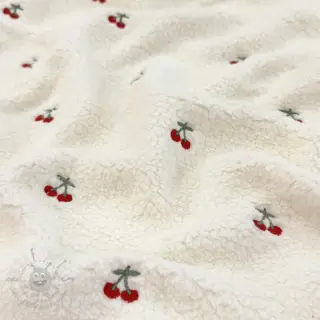 Tkanina za kapute TEDDY EMBROIDERY Cherries