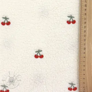 Tkanina za kapute TEDDY EMBROIDERY Cherries