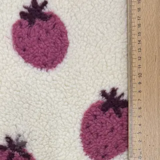 Tkanina za kapute TEDDY JACQUARD Strawberries
