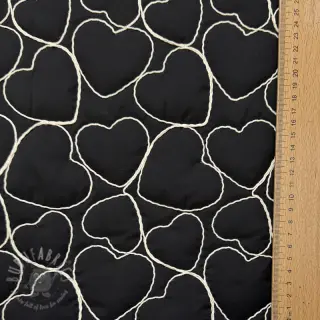 Prošivena tkanina EMBROIDERY Hearts black