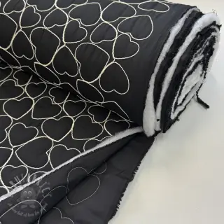 Prošivena tkanina EMBROIDERY Hearts black