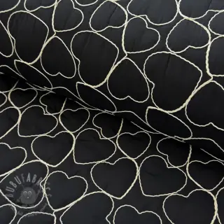 Prošivena tkanina EMBROIDERY Hearts black