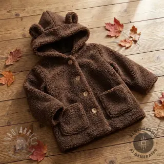Tkanina za kapute TEDDY dark brown