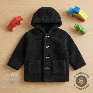 Tkanina za kapute TEDDY black