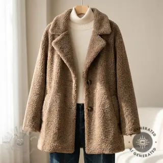 Tkanina za kapute TEDDY soft taupe