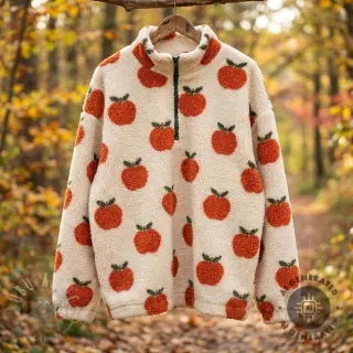 Tkanina za kapute TEDDY JACQUARD Apples