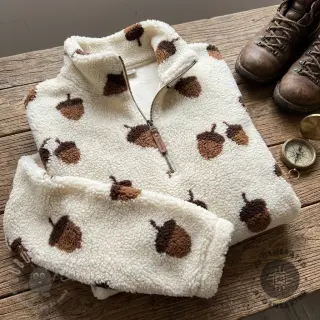 Tkanina za kapute TEDDY JACQUARD Acorns