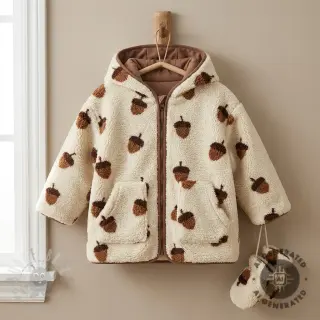 Tkanina za kapute TEDDY JACQUARD Acorns