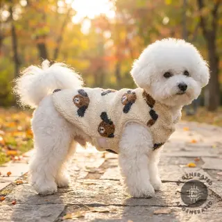 Tkanina za kapute TEDDY JACQUARD Dogs brown
