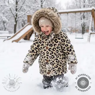 Tkanina za kapute TEDDY JACQUARD Animal skin black
