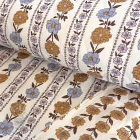 Tetra Tkanina/Muslin STEPPED Flowers in stripe white