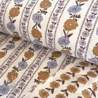 Tetra Tkanina/Muslin STEPPED Flowers in stripe white