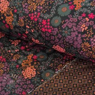Pamuk VOILE STEPPED Flowerie black digital print