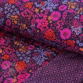 Pamuk VOILE STEPPED Flowerie purple digital print