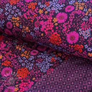 Pamuk VOILE STEPPED Flowerie purple digital print