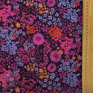Pamuk VOILE STEPPED Flowerie purple digital print