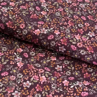 Pamuk Autumn flowers burgundy digital print