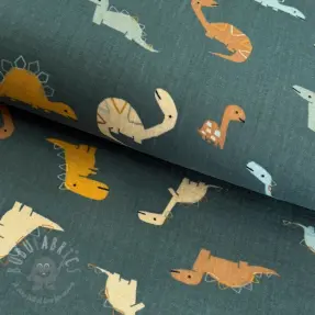 Tetra Tkanina/Muslin Dinosaurus green