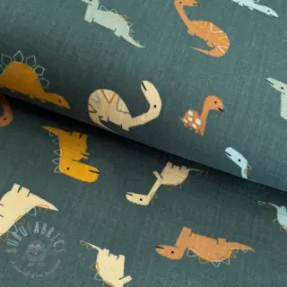 Tetra Tkanina/Muslin Dinosaurus green