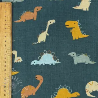 Tetra Tkanina/Muslin Dinosaurus green