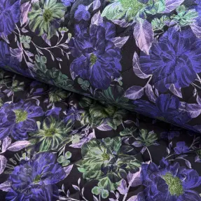 Prošivena tkanina VELVET Flowers navy digital print