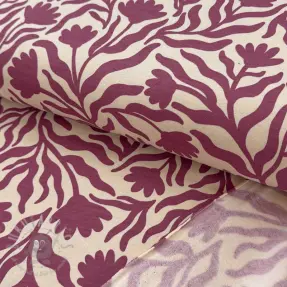 Triko materijal čupav Flowers burgundy SIMPLY NATURAL