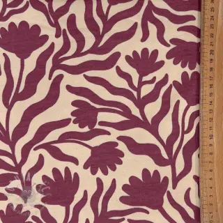 Triko materijal čupav Flowers burgundy SIMPLY NATURAL