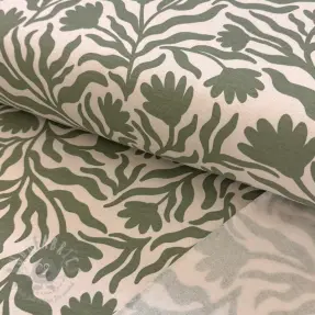 Triko materijal čupav Flowers army green SIMPLY NATURAL