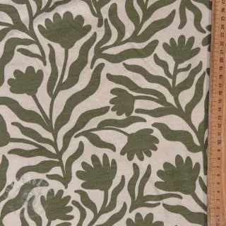 Triko materijal čupav Flowers army green SIMPLY NATURAL