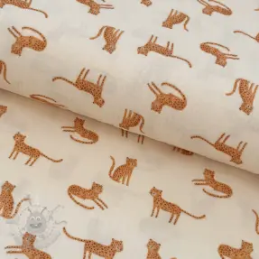 Tetra Tkanina/Muslin Leopards ecru digital print