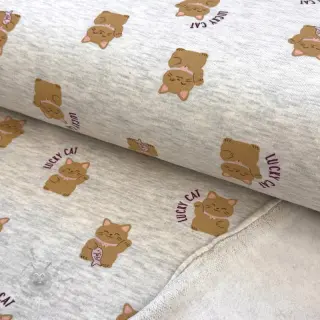 Triko materijal čupav Lucky cat off white melange