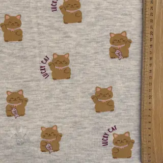 Triko materijal čupav Lucky cat off white melange